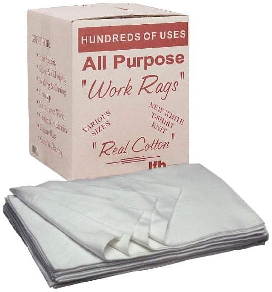 Ability One - 9 Inch Long x 11-1/2 Inch Wide Cotton Rags - White, Box - Americas Industrial Supply