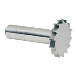 Made in USA - 1-1/4" Diam x 3/16" Face Width, Solid Carbide, 14 Teeth, Shank Connection Woodruff Keyseat Cutter - Uncoated, 2-3/16" OAL x 1/2" Shank, Straight Teeth, ANSI 610, Old Standard 19 - Americas Industrial Supply