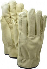 MCR Safety - Size XL (10) Grain Pigskin General Protection Work Gloves - For Work & Driver, Uncoated, Slip-On Cuff, Full Fingered, Yellow/Blue, Paired - Americas Industrial Supply