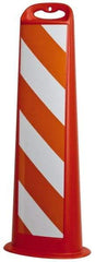 PRO-SAFE - 39" High x 8" Wide Reflective Vertical Panel - Plastic, 3.4 Lbs, White/Orange - Americas Industrial Supply