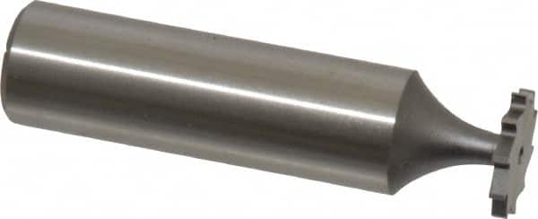 Made in USA - 1/2" Diam x 1/16" Face Width, High Speed Steel, 10 Teeth, Shank Connection Woodruff Keyseat Cutter - Uncoated, 2-1/16" OAL x 1/2" Shank, Straight Teeth, ANSI 204, Old Standard 1 - Americas Industrial Supply
