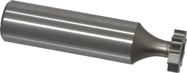 Made in USA - 1/2" Diam x 1/8" Face Width, High Speed Steel, 10 Teeth, Shank Connection Woodruff Keyseat Cutter - Uncoated, 2-1/8" OAL x 1/2" Shank, Straight Teeth, ANSI 404, Old Standard 3 - Americas Industrial Supply