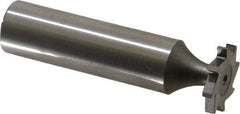 Made in USA - 5/8" Diam x 3/32" Face Width, High Speed Steel, 8 Teeth, Shank Connection Woodruff Keyseat Cutter - Uncoated, 2-3/32" OAL x 1/2" Shank, Straight Teeth, ANSI 305, Old Standard 4 - Americas Industrial Supply