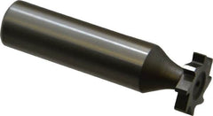 Made in USA - 5/8" Diam x 1/8" Face Width, High Speed Steel, 8 Teeth, Shank Connection Woodruff Keyseat Cutter - Uncoated, 2-1/8" OAL x 1/2" Shank, Straight Teeth, ANSI 405, Old Standard 5 - Americas Industrial Supply