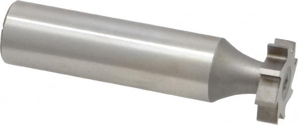 Made in USA - 5/8" Diam x 5/32" Face Width, High Speed Steel, 8 Teeth, Shank Connection Woodruff Keyseat Cutter - Uncoated, 2-5/32" OAL x 1/2" Shank, Straight Teeth, ANSI 505, Old Standard 6 - Americas Industrial Supply