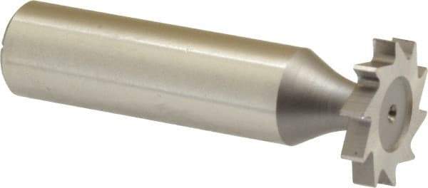 Made in USA - 3/4" Diam x 1/8" Face Width, High Speed Steel, 10 Teeth, Shank Connection Woodruff Keyseat Cutter - Uncoated, 2-1/8" OAL x 1/2" Shank, Straight Teeth, ANSI 406, Old Standard 7 - Americas Industrial Supply