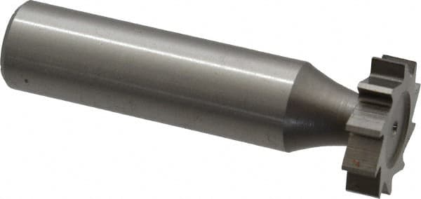 Made in USA - 3/4" Diam x 3/16" Face Width, High Speed Steel, 10 Teeth, Shank Connection Woodruff Keyseat Cutter - Uncoated, 2-3/16" OAL x 1/2" Shank, Straight Teeth, ANSI 606, Old Standard 9 - Americas Industrial Supply