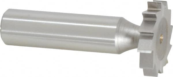Made in USA - 1" Diam x 3/16" Face Width, High Speed Steel, 12 Teeth, Shank Connection Woodruff Keyseat Cutter - Uncoated, 2-3/16" OAL x 1/2" Shank, Straight Teeth, ANSI 608, Old Standard 13 - Americas Industrial Supply