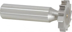 Made in USA - 1" Diam x 3/16" Face Width, High Speed Steel, 12 Teeth, Shank Connection Woodruff Keyseat Cutter - Uncoated, 2-3/16" OAL x 1/2" Shank, Straight Teeth, ANSI 608, Old Standard 13 - Americas Industrial Supply
