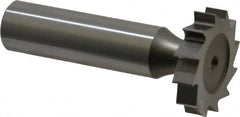 Made in USA - 1" Diam x 7/32" Face Width, High Speed Steel, 12 Teeth, Shank Connection Woodruff Keyseat Cutter - Uncoated, 2-7/32" OAL x 1/2" Shank, Straight Teeth, ANSI 708, Old Standard 14 - Americas Industrial Supply