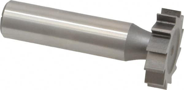 Made in USA - 1" Diam x 1/4" Face Width, High Speed Steel, 12 Teeth, Shank Connection Woodruff Keyseat Cutter - Uncoated, 2-1/4" OAL x 1/2" Shank, Straight Teeth, ANSI 808, Old Standard 15 - Americas Industrial Supply