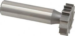 Made in USA - 1" Diam x 1/4" Face Width, High Speed Steel, 12 Teeth, Shank Connection Woodruff Keyseat Cutter - Uncoated, 2-1/4" OAL x 1/2" Shank, Straight Teeth, ANSI 808, Old Standard 15 - Americas Industrial Supply