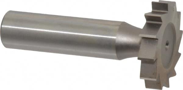 Made in USA - 1-1/8" Diam x 7/32" Face Width, High Speed Steel, 12 Teeth, Shank Connection Woodruff Keyseat Cutter - Uncoated, 2-7/32" OAL x 1/2" Shank, Straight Teeth, ANSI 709, Old Standard 17 - Americas Industrial Supply