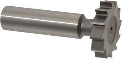 Made in USA - 1-1/8" Diam x 1/4" Face Width, High Speed Steel, 12 Teeth, Shank Connection Woodruff Keyseat Cutter - Uncoated, 2-1/4" OAL x 1/2" Shank, Straight Teeth, ANSI 809, Old Standard 18 - Americas Industrial Supply