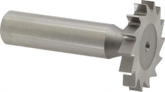 Made in USA - 1-1/4" Diam x 3/16" Face Width, High Speed Steel, 14 Teeth, Shank Connection Woodruff Keyseat Cutter - Uncoated, 2-3/16" OAL x 1/2" Shank, Straight Teeth, ANSI 610, Old Standard 19 - Americas Industrial Supply