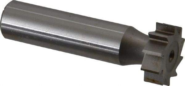 Made in USA - 3/4" Diam x 1/4" Face Width, High Speed Steel, 10 Teeth, Shank Connection Woodruff Keyseat Cutter - Uncoated, 2-1/4" OAL x 1/2" Shank, Straight Teeth, ANSI 806, Old Standard 91 - Americas Industrial Supply