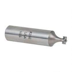 Made in USA - 1/4" Diam x 1/16" Face Width, High Speed Steel, 6 Teeth, Shank Connection Woodruff Keyseat Cutter - Uncoated, 2-1/16" OAL x 1/2" Shank, Straight Teeth, ANSI 202, Old Standard 201 - Americas Industrial Supply