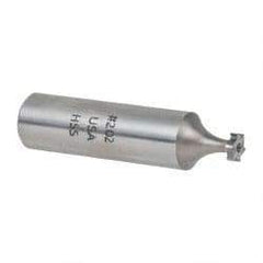 Made in USA - 1/4" Diam x 1/16" Face Width, High Speed Steel, 6 Teeth, Shank Connection Woodruff Keyseat Cutter - Uncoated, 2-1/16" OAL x 1/2" Shank, Straight Teeth, ANSI 202, Old Standard 201 - Americas Industrial Supply