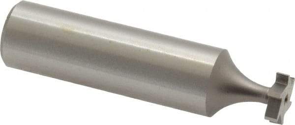 Made in USA - 3/8" Diam x 3/32" Face Width, High Speed Steel, 6 Teeth, Shank Connection Woodruff Keyseat Cutter - Uncoated, 2-3/32" OAL x 1/2" Shank, Straight Teeth, ANSI 303, Old Standard 212 - Americas Industrial Supply