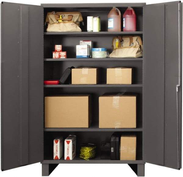 Durham - 4 Shelf Locking Storage Cabinet - Steel, 48" Wide x 24" Deep x 72" High, Gray - Americas Industrial Supply