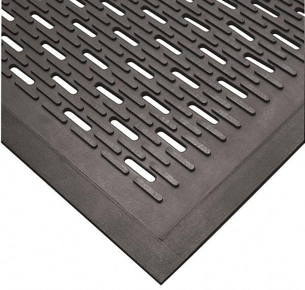 Wearwell - 5 Ft. Long x 3 Ft. Wide, Natural Rubber Surface, Raised Bars and Scrapers (Reversible) Entrance Matting - 5/16 Inch Thick, Outdoor, SBR Rubber, Black, Series 224 - Americas Industrial Supply