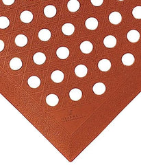 Wearwell - 3' Long, Dry/Wet Environment, Anti-Fatigue Matting - Terra Cotta, Nitrile Blend with Nitrile Rubber Base, Beveled on 4 Sides - Americas Industrial Supply