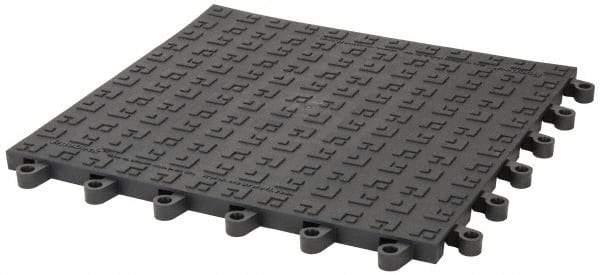 Wearwell - 18" Long x 18" Wide x 7/8" Thick, Anti-Fatigue Modular Matting Soft Open Grid - 4 Interlocking Sides, Charcoal, For Dry Areas, Series 566 - Americas Industrial Supply