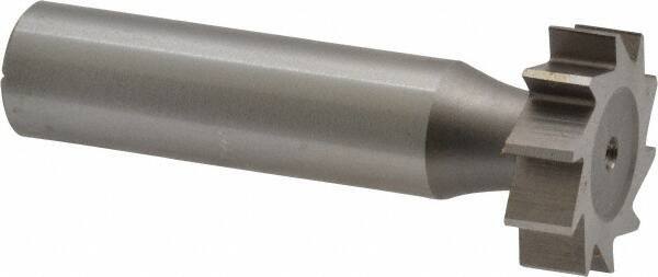 Made in USA - 7/8" Diam x 1/4" Face Width, High Speed Steel, 10 Teeth, Shank Connection Woodruff Keyseat Cutter - Uncoated, 2-1/4" OAL x 1/2" Shank, Straight Teeth, ANSI 807, Old Standard A - Americas Industrial Supply