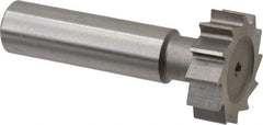 Made in USA - 1" Diam x 5/16" Face Width, High Speed Steel, 12 Teeth, Shank Connection Woodruff Keyseat Cutter - Uncoated, 2-5/16" OAL x 1/2" Shank, Straight Teeth, ANSI 1008, Old Standard B - Americas Industrial Supply