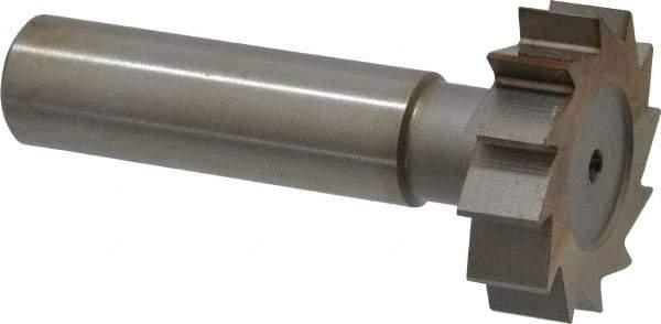 Made in USA - 1-1/8" Diam x 5/16" Face Width, High Speed Steel, 12 Teeth, Shank Connection Woodruff Keyseat Cutter - Uncoated, 2-5/16" OAL x 1/2" Shank, Straight Teeth, ANSI 1009, Old Standard C - Americas Industrial Supply