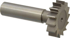Made in USA - 1-1/4" Diam x 5/16" Face Width, High Speed Steel, 14 Teeth, Shank Connection Woodruff Keyseat Cutter - Uncoated, 2-5/16" OAL x 1/2" Shank, Straight Teeth, ANSI 1010, Old Standard D - Americas Industrial Supply