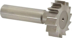 Made in USA - 1-1/4" Diam x 3/8" Face Width, High Speed Steel, 14 Teeth, Shank Connection Woodruff Keyseat Cutter - Uncoated, 2-3/8" OAL x 1/2" Shank, Straight Teeth, ANSI 1210, Old Standard E - Americas Industrial Supply