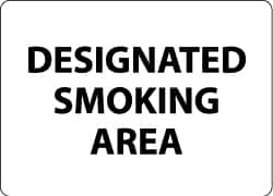 NMC - "Designated Smoking Area", 10" Long x 14" Wide, Aluminum Safety Sign - Rectangle, 0.04" Thick, Use for Smoking Regulations - Americas Industrial Supply