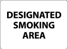 NMC - "Designated Smoking Area", 10" Long x 14" Wide, Rigid Plastic Safety Sign - Rectangle, 0.05" Thick, Use for Smoking Regulations - Americas Industrial Supply