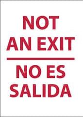 NMC - "Not an Exit", 20" Long x 14" Wide, Pressure-Sensitive Vinyl Safety Sign - Rectangle, 0.004" Thick, Use for Security & Admittance - Americas Industrial Supply