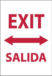 NMC - Exit, Pressure Sensitive Vinyl Exit Sign - 14" Wide x 20" High, English/Spanish - Americas Industrial Supply