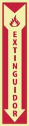 NMC - Extinguidor, Pressure Sensitive Vinyl Fire Sign - 4" Wide x 18" High, Spanish, Glow-in-the-Dark - Americas Industrial Supply