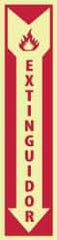 NMC - Extinguidor, Pressure Sensitive Vinyl Fire Sign - 4" Wide x 18" High, Spanish, Glow-in-the-Dark - Americas Industrial Supply