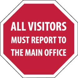 NMC - "Security Notice - All Visitors Must Report to the Main Office", 12" Long x 12" Wide, Rigid Plastic Safety Sign - Hexagon, 0.05" Thick, Use for Security & Admittance - Americas Industrial Supply