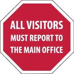 NMC - "Security Notice - All Visitors Must Report to the Main Office", 12" Long x 12" Wide, Rigid Plastic Safety Sign - Hexagon, 0.05" Thick, Use for Security & Admittance - Americas Industrial Supply