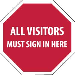 NMC - "Security Notice - All Visitors Must Sign in Here", 12" Long x 12" Wide, Rigid Plastic Safety Sign - Hexagon, 0.05" Thick, Use for Security & Admittance - Americas Industrial Supply