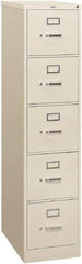 Hon - 15" Wide x 60" High x 26-1/2" Deep, 5 Drawer Vertical File - Steel, Light Gray - Americas Industrial Supply