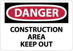 NMC - "Danger - Construction Area - Keep Out", 10" Long x 14" Wide, Aluminum Safety Sign - Rectangle, 0.04" Thick, Use for Security & Admittance - Americas Industrial Supply
