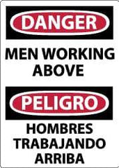 NMC - "Danger - Men Working Above", 14" Long x 10" Wide, Aluminum Safety Sign - Rectangle, 0.04" Thick, Use for Accident Prevention - Americas Industrial Supply