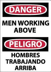 NMC - "Danger - Men Working Above", 14" Long x 10" Wide, Rigid Plastic Safety Sign - Rectangle, 0.05" Thick, Use for Accident Prevention - Americas Industrial Supply