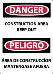 NMC - "Danger - Construction Area - Keep Out", 14" Long x 10" Wide, Aluminum Safety Sign - Rectangle, 0.04" Thick, Use for Security & Admittance - Americas Industrial Supply
