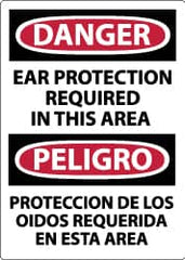 NMC - "Danger - Ear Protection Required in This Area", 14" Long x 10" Wide, Aluminum Safety Sign - Rectangle, 0.04" Thick, Use for Accident Prevention - Americas Industrial Supply
