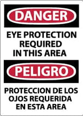 NMC - "Danger - Eye Protection Required in This Area", 14" Long x 10" Wide, Rigid Plastic Safety Sign - Rectangle, 0.05" Thick, Use for Accident Prevention - Americas Industrial Supply