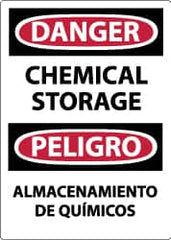 NMC - "Danger - Chemical Storage", 14" Long x 10" Wide, Pressure-Sensitive Vinyl Safety Sign - Rectangle, 0.004" Thick, Use for Hazardous Materials - Americas Industrial Supply