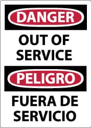 NMC - "Danger - Out of Service", 14" Long x 10" Wide, Aluminum Safety Sign - Rectangle, 0.04" Thick, Use for Accident Prevention - Americas Industrial Supply